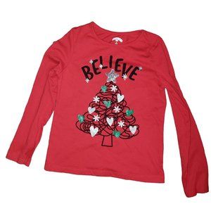 Holiday Time Christmas Shirt / Top Size 7-8 Christmas Tree Believe